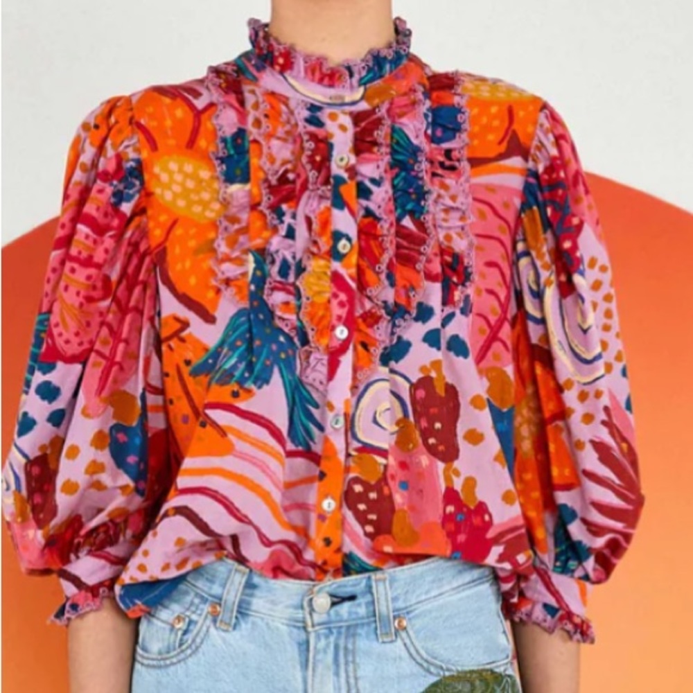 NWT Farm Rio Lilac Colorful Party Blouse